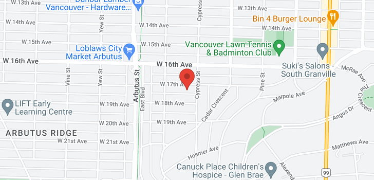 map of 1926 W 17TH AVENUE